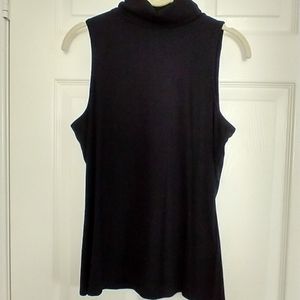H&M Black Thin Ribbed Sleeveless Turtleneck Top